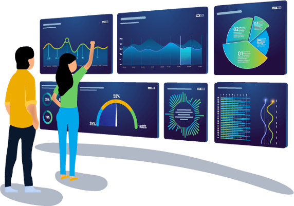 Master Cybersecurity with Expert-Led Training & Certifications - A man and woman standing beside a blackboard displaying cybersecurity statistics, representing career growth opportunities in cybersecurity.